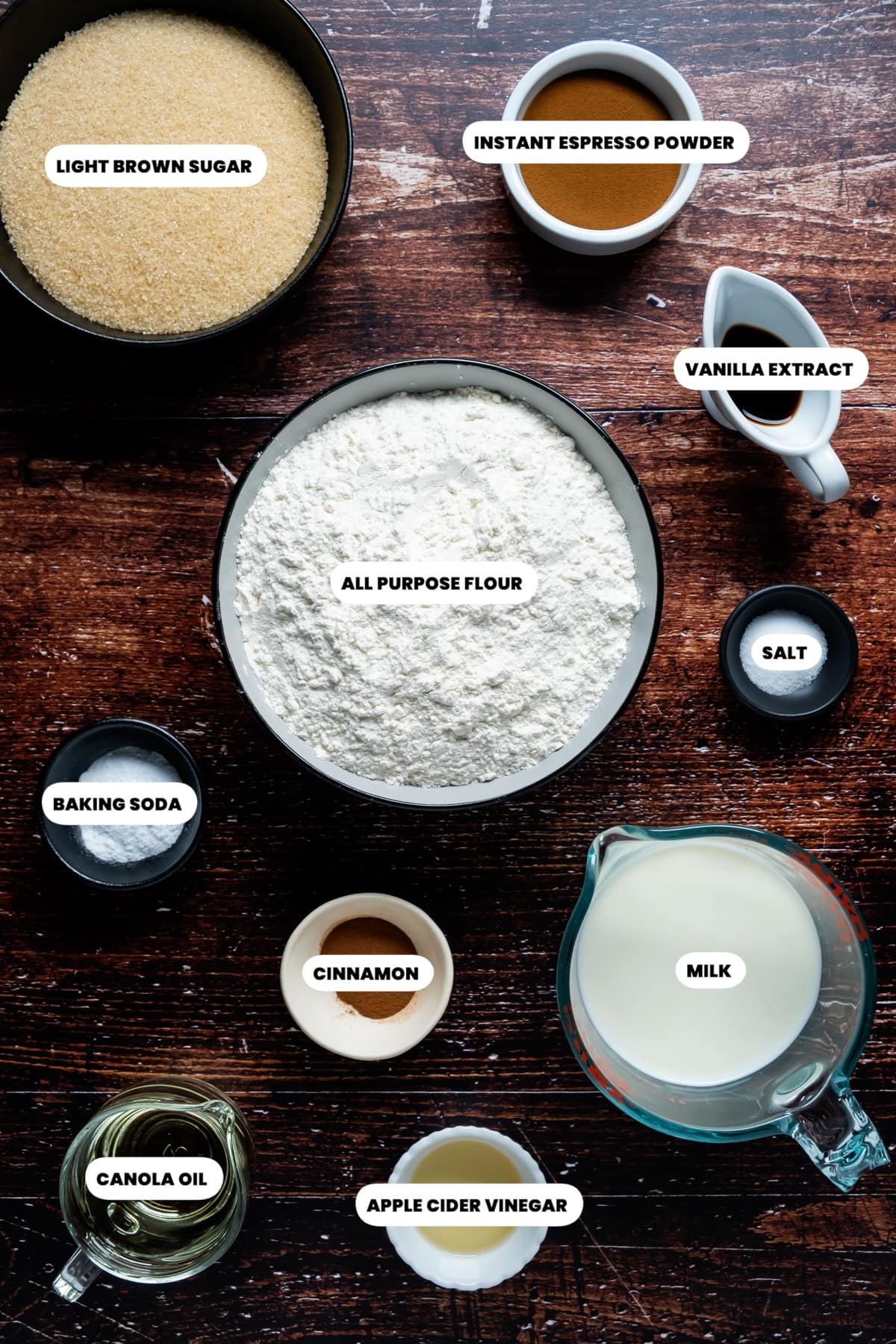 Photo of the ingredients needed to make eggless coffee cake