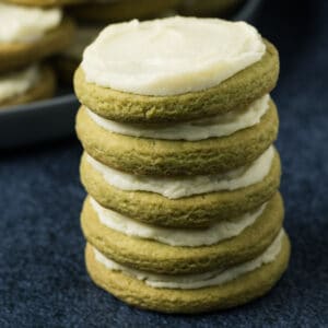 Stack of matcha cookies.