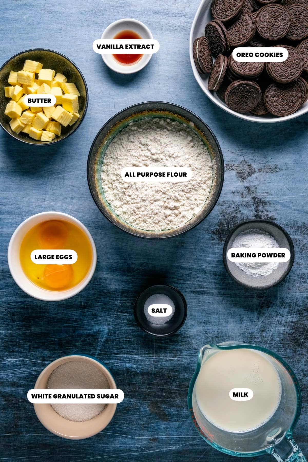 Ingredients for Oreo Waffles.